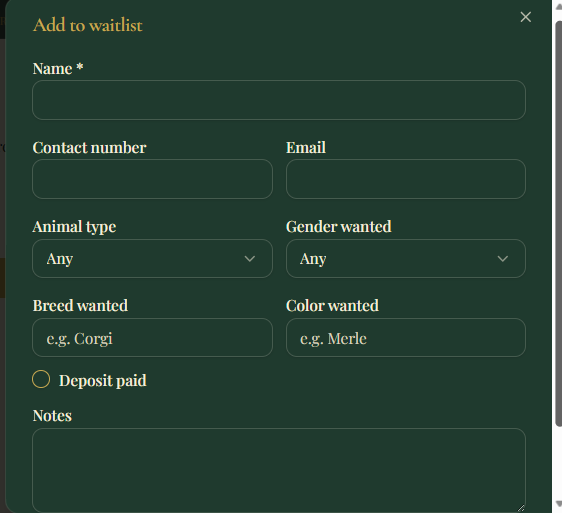 Add to waitlist form in Ribbonora